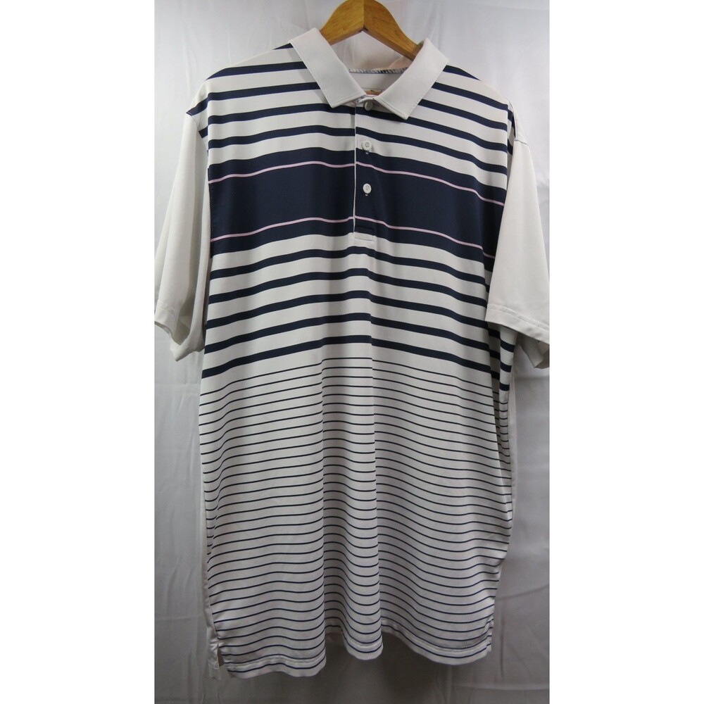 Men’s PUMA Golf Polo Shirt -Size XL White with Blue/Pink Stripes Excellent